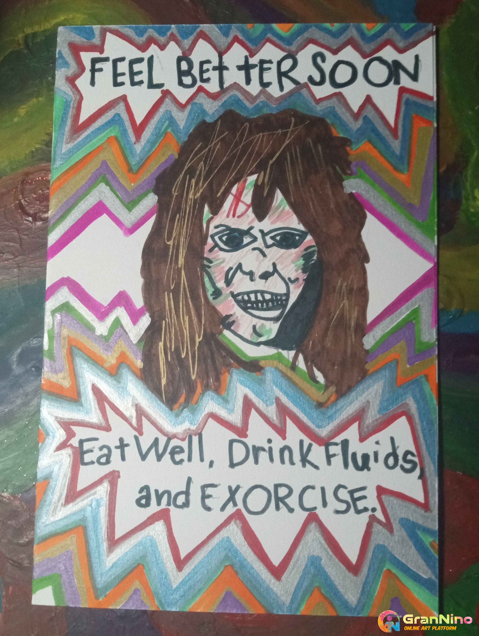 Painting Of Exorcise Get Well In Sharpie Size 28x18 Sq