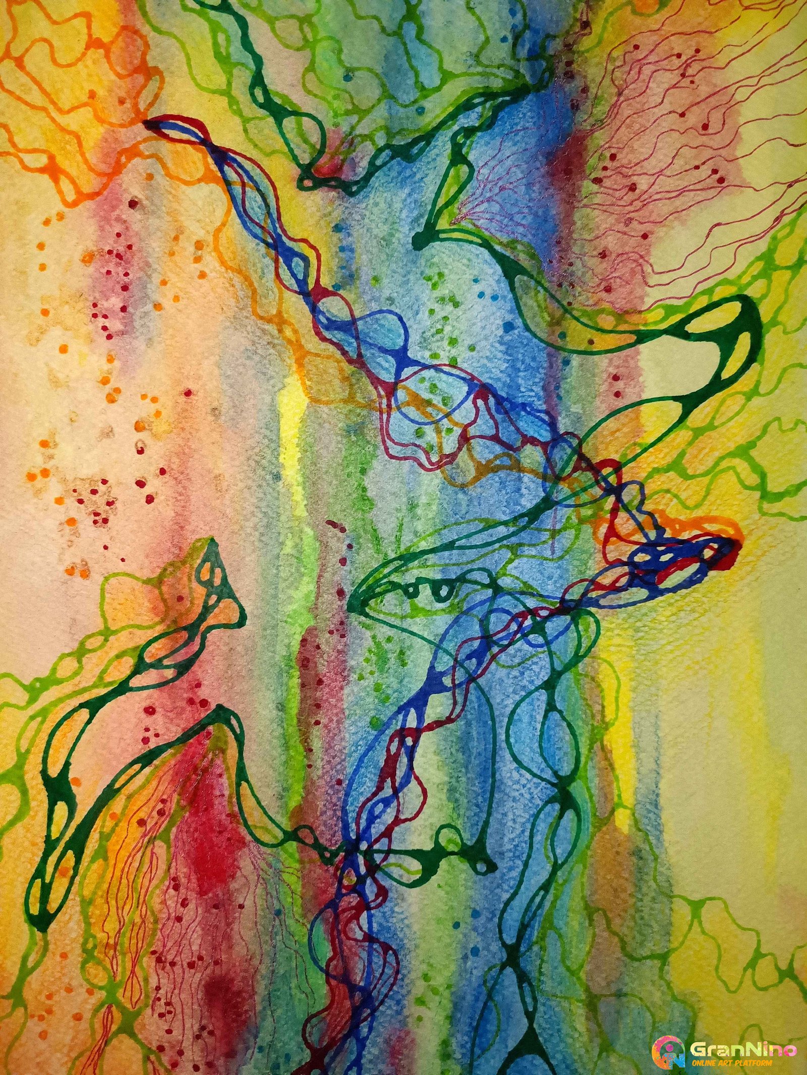 Painting Of Dance Of Flower In Aquarelle Size 2030cm Sq Cm